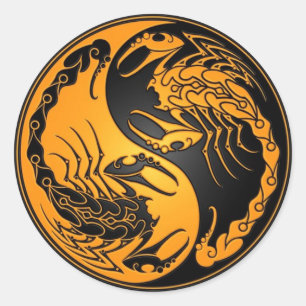 Sticker Rond Scorpions jaunes et noirs de Yin Yang