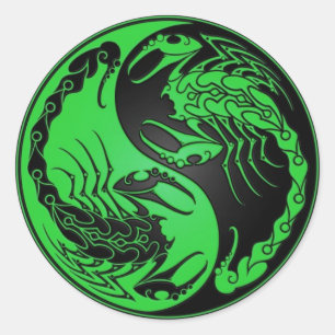 Sticker Rond Scorpions verts et noirs de Yin Yang