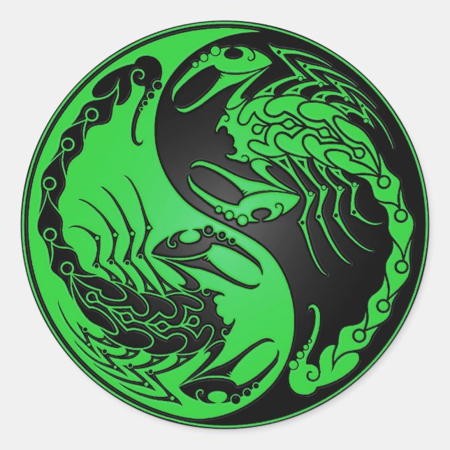 Sticker Rond Scorpions Yin Yang vert et noir (Devant)