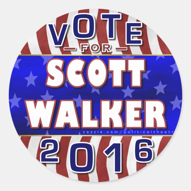 Sticker Rond Scott Walker Président des élections 2016 Républic (Devant)