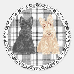 Sticker Rond Scotties tartan