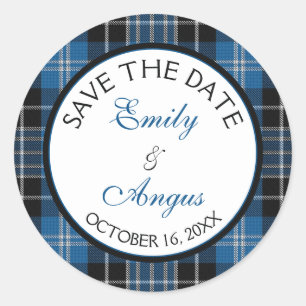 Sticker Rond Scottish Clarke Clark Tartan Mariage Enregistrer u