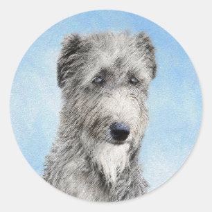 Sticker Rond Scottish Deerhound Peinture - Cute Original Chien 
