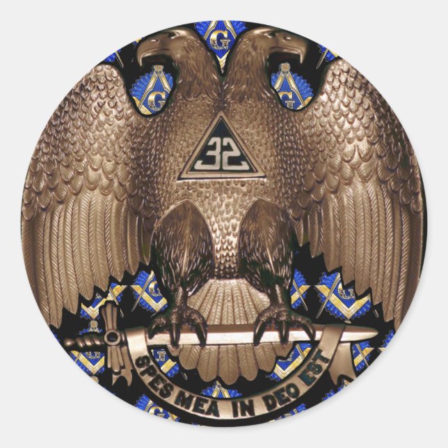 Sticker Rond Scottish Rite Carré & Compass Black (Devant)