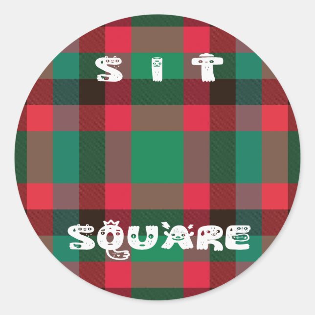 Sticker Rond Scottish Royal À damiers Tartan Plaid avec texte (Devant)