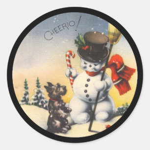 Sticker Rond Scotty et Snowman disent "cheerio !"