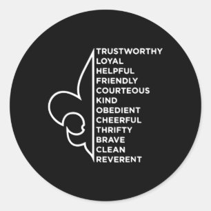 Sticker Rond Scout Law Scouter la nouveauté Fiable Loyal Helpf