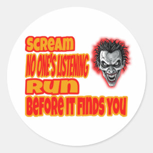 Sticker Rond Scream & Run 