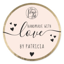 Script d'amour artisanal noir logo coeurs or rose