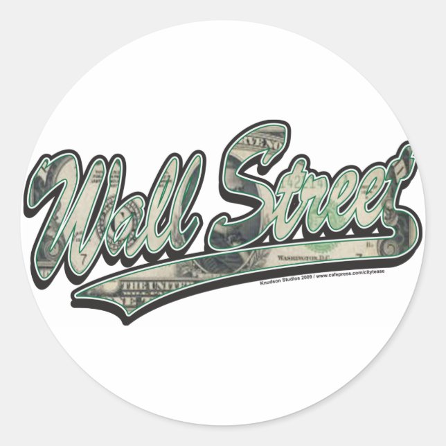 Sticker Rond Script de baseball de Wall Street, haute finance (Devant)