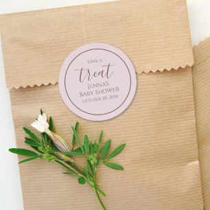 Sticker Rond Script de calligraphie minimaliste Baby shower ros