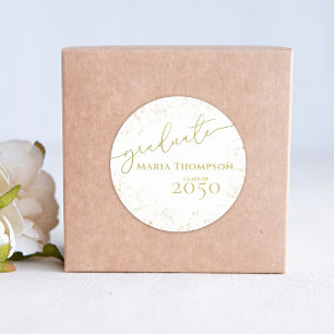 Sticker Rond Script de calligraphie or simple