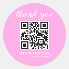 Sticker Rond Script de code QR Minimaliste Merci Rose