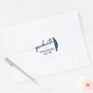Sticker Rond Script de la marine   Brush Keepsaké bleu foncé
