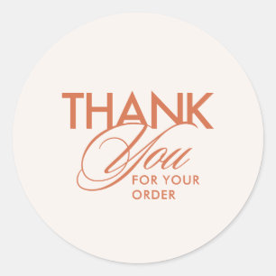 Sticker Rond Script de remerciement simple client en terre cuit
