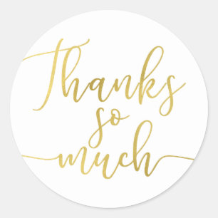 Sticker Rond Script de type feuille d'or Merci beaucoup Merci