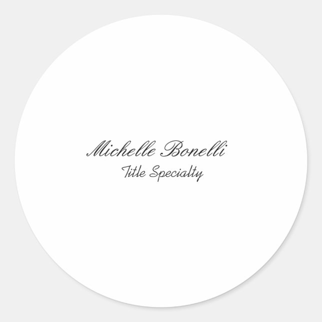 Sticker Rond Script élégant et classique Ajouter votre nom (Devant)