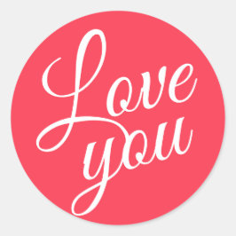 Sticker Rond Script élégant mignon Aimer Vous Citations rouges