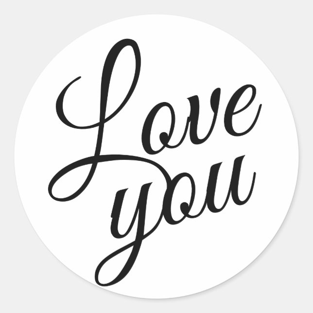 Sticker Rond Script élégant mignon amour que vous citez (Devant)
