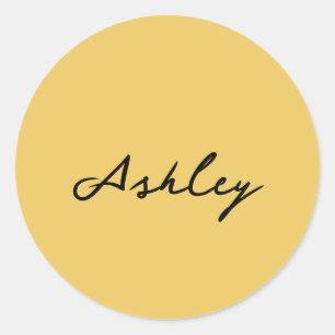 Sticker Rond Script en or clair personnalisé