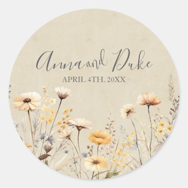 Sticker Rond Script fleur sauvage (Devant)