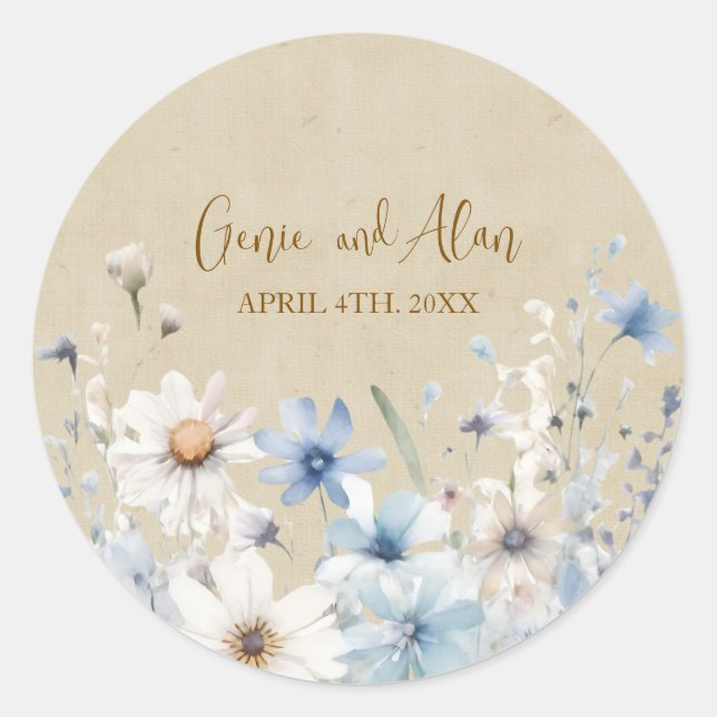 Sticker Rond Script Fleur sauvage moderne (Devant)