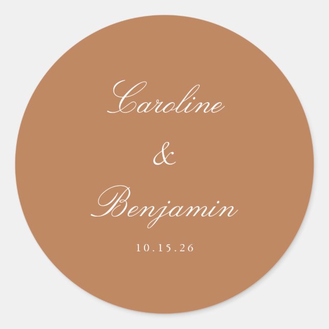 Sticker Rond Script Formel Mariage Élégant Personnalisé Terraco (Devant)