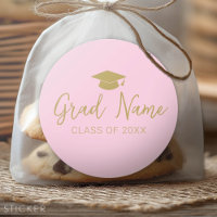 Script Grad Name avec capuchon de graduation - Or