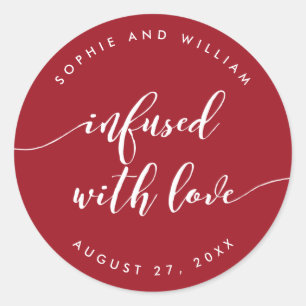 Sticker Rond Script infusé avec Mariage de couleur modifiable d