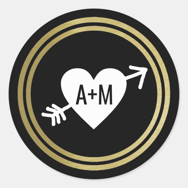 Sticker Rond script initiales mariage d'amour vertical (Devant)