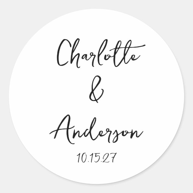 Sticker Rond Script manuscrit blanc blanc blanc blanc mariage p (Devant)