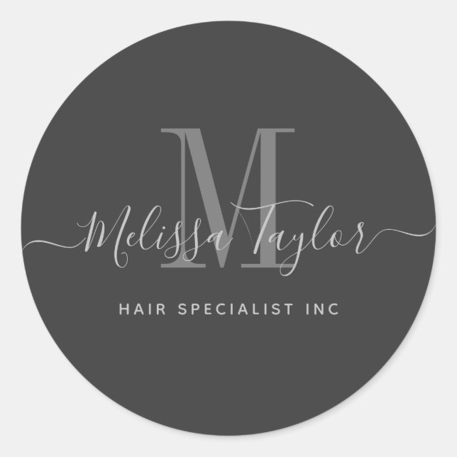 Sticker Rond Script manuscrit moderne Premium Black Business (Devant)