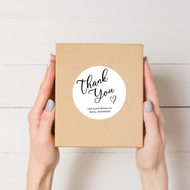 Sticker Rond Script Merci Cœur Petite Entreprise (Créateur téléchargé)
