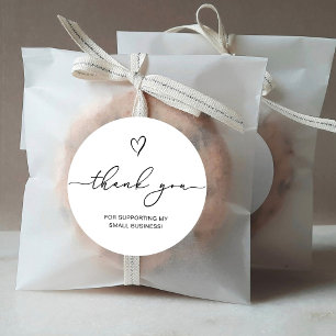 Sticker Rond Script Merci Cœur Petite Entreprise