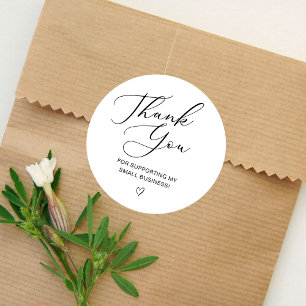 Sticker Rond Script Merci Elegant Heart Petite Entreprise