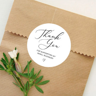 Sticker Rond Script Merci Elegant Heart Petite Entreprise