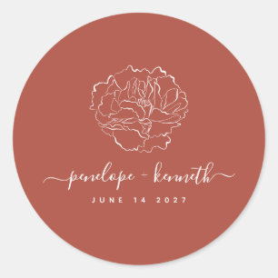 Sticker Rond Script minimal Mariage d'art floral   Terracotta