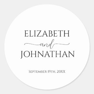 Sticker Rond Script minimal simple Mariage noir et blanc