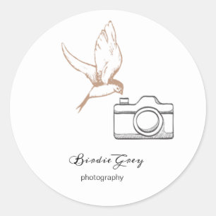 Sticker Rond Script Modern Photography Carte de visite
