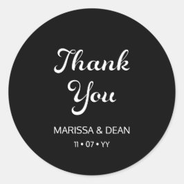 Sticker Rond Script moderne Flair minimaliste Mariage noir