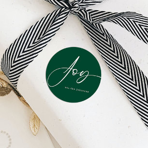 Sticker Rond Script moderne Green Christmas Joy