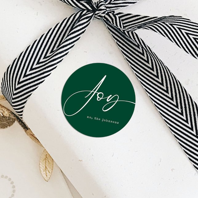 Sticker Rond Script moderne Green Christmas Joy (Créateur téléchargé)