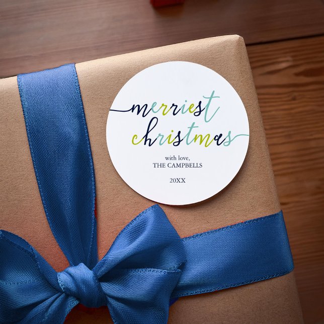 Sticker Rond Script moderne "Joyeux Noël" Classic Round S (Créateur téléchargé)