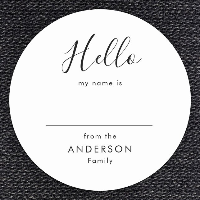 Sticker Rond Script moderne Simple Nom de réunion de famille (Créateur téléchargé)