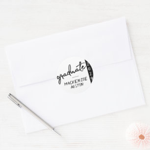Sticker Rond Script noir diplômé   Classic Keepsaké avec année