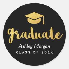Sticker Rond Script Or moderne 2023 Grad Grad Graduation Favor