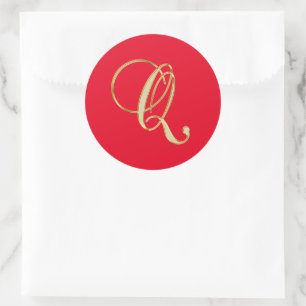 Sticker Rond Script or Monogramme Q