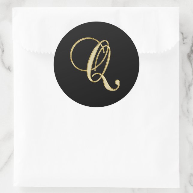 Sticker Rond Script or Monogramme Q (Sac)