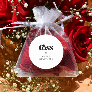 Sticker Rond Script rétro Mariage de coeur Petal Toss minimalis