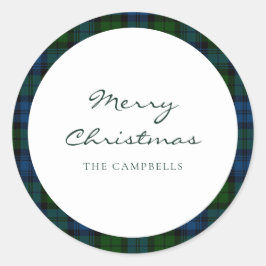Sticker Rond Script rustique plaid Campbell Tartan militaire